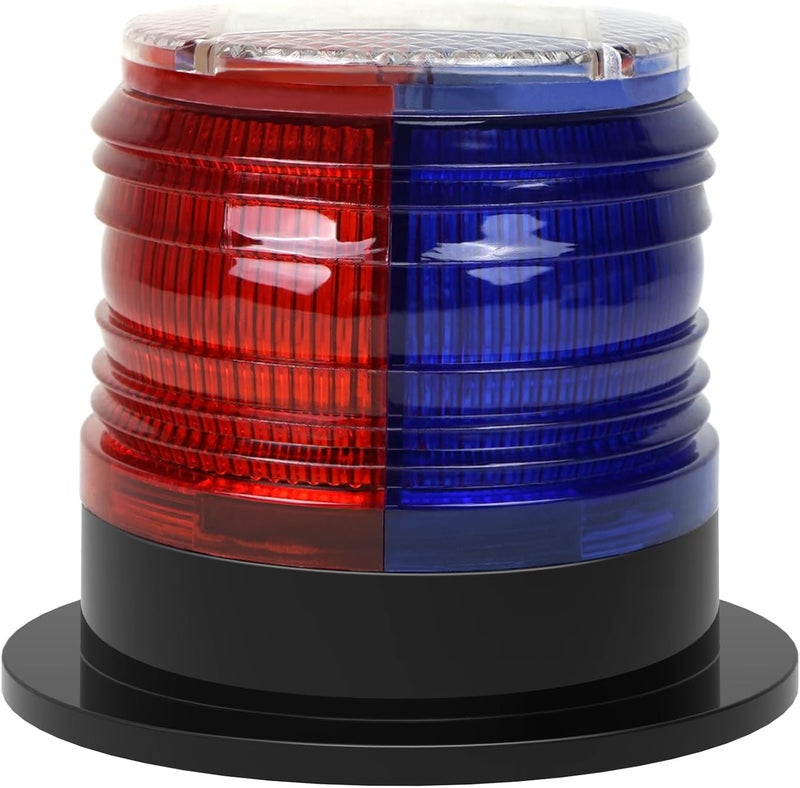 Aolyty Solar Strobe Warning Light with Strong Magnetic Base LED Warning Lamp Super Bright Solar Safety Flashing Light Waterproof for Construction, Traffic, Factory, Crane Tower, Dock (Red&Blue) - Image 1
